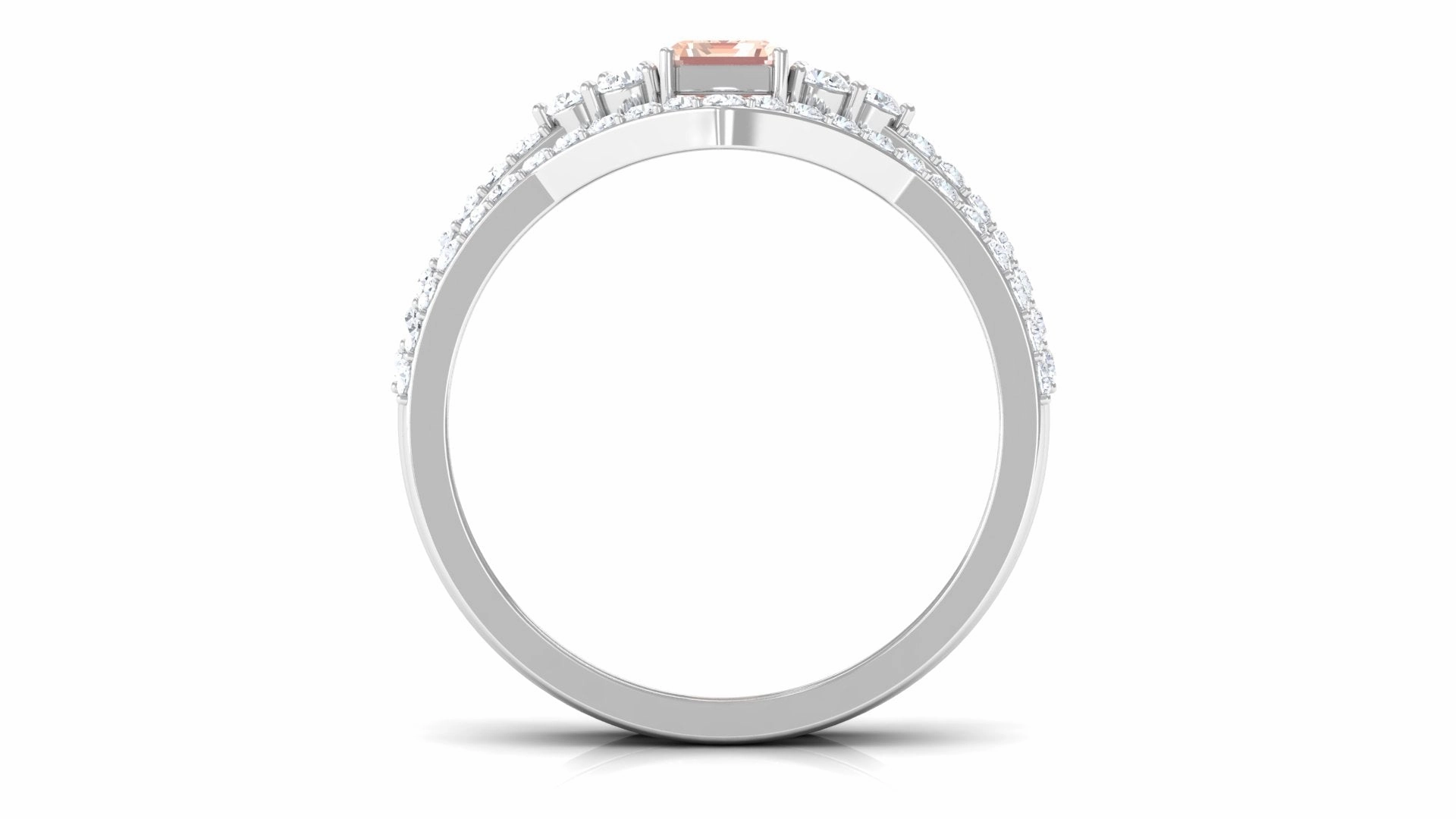 Real Morganite Stackable Ring Set with Diamond