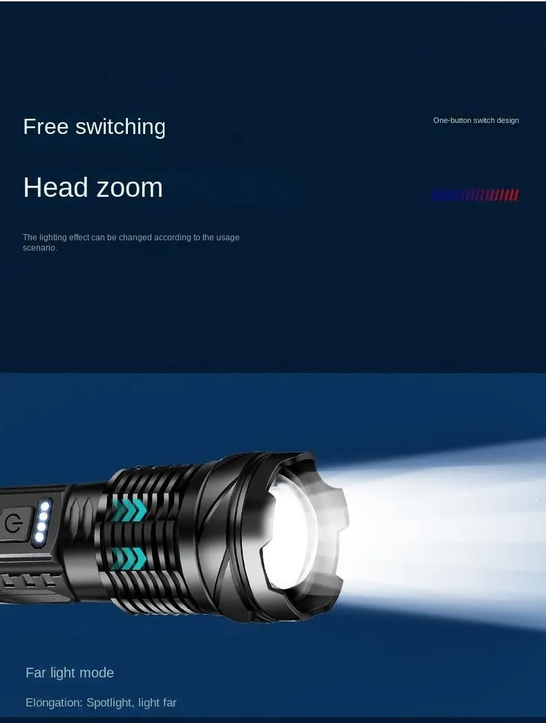 Rechargeable LED Flashlights,Super Bright Flashlight, 7 Modes with COB Work Light, IPX6 Waterproof, Powerful Handheld Flash Light for Emergencies, Hiking, Camping, Black, T1583