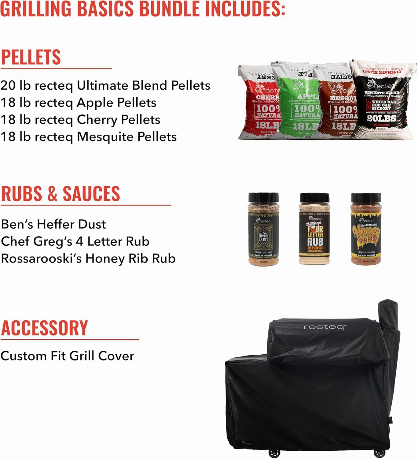 recteq Pellet Grill Smoker - Flagship 1100, Wood Pellet Smoker, BBQ Pellet Smokers, Wi-Fi Smart Grill, 1100 Sq. In. Cook Space, Pellet Smoker Grill, 40 lbs Hopper, Grilling Basics Bundle