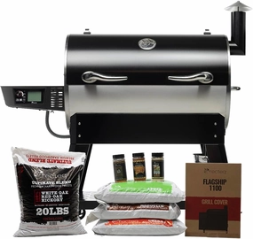 recteq Pellet Grill Smoker - Flagship 1100, Wood Pellet Smoker, BBQ Pellet Smokers, Wi-Fi Smart Grill, 1100 Sq. In. Cook Space, Pellet Smoker Grill, 40 lbs Hopper, Grilling Basics Bundle