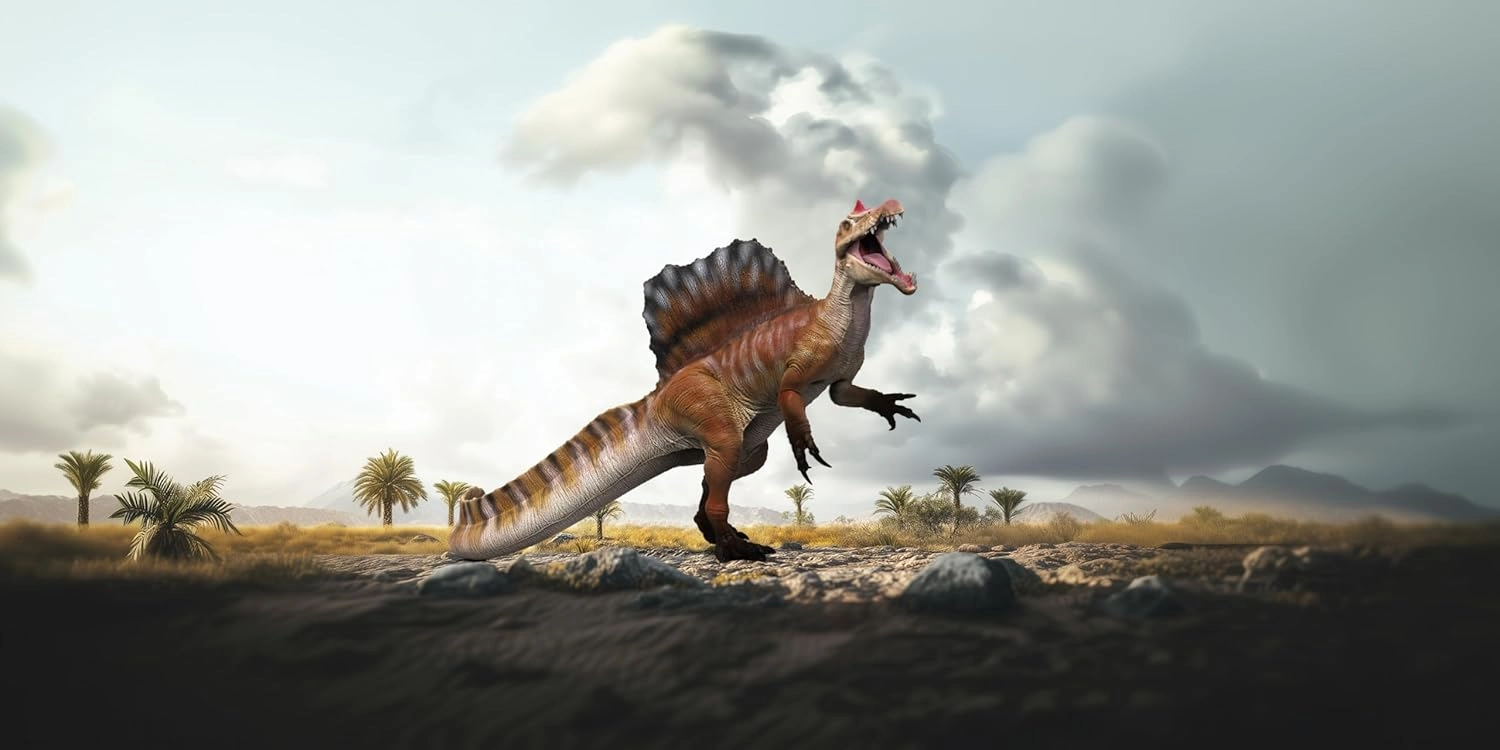 RECUR 18" Spinosarus Prehistoric Dinosaur Models - Realistic Dino Figurine Dino Play Toy for Display with Movable Jaw Deluxe