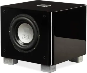 REL T/7x 8-Inch Powered Subwoofer – Compact Sealed Design with Class AB Amplifier, RCA Inputs, and Deep Bass for HiFi Stereo Systems, Home Theater, and Surround Sound – High Gloss Black Finish