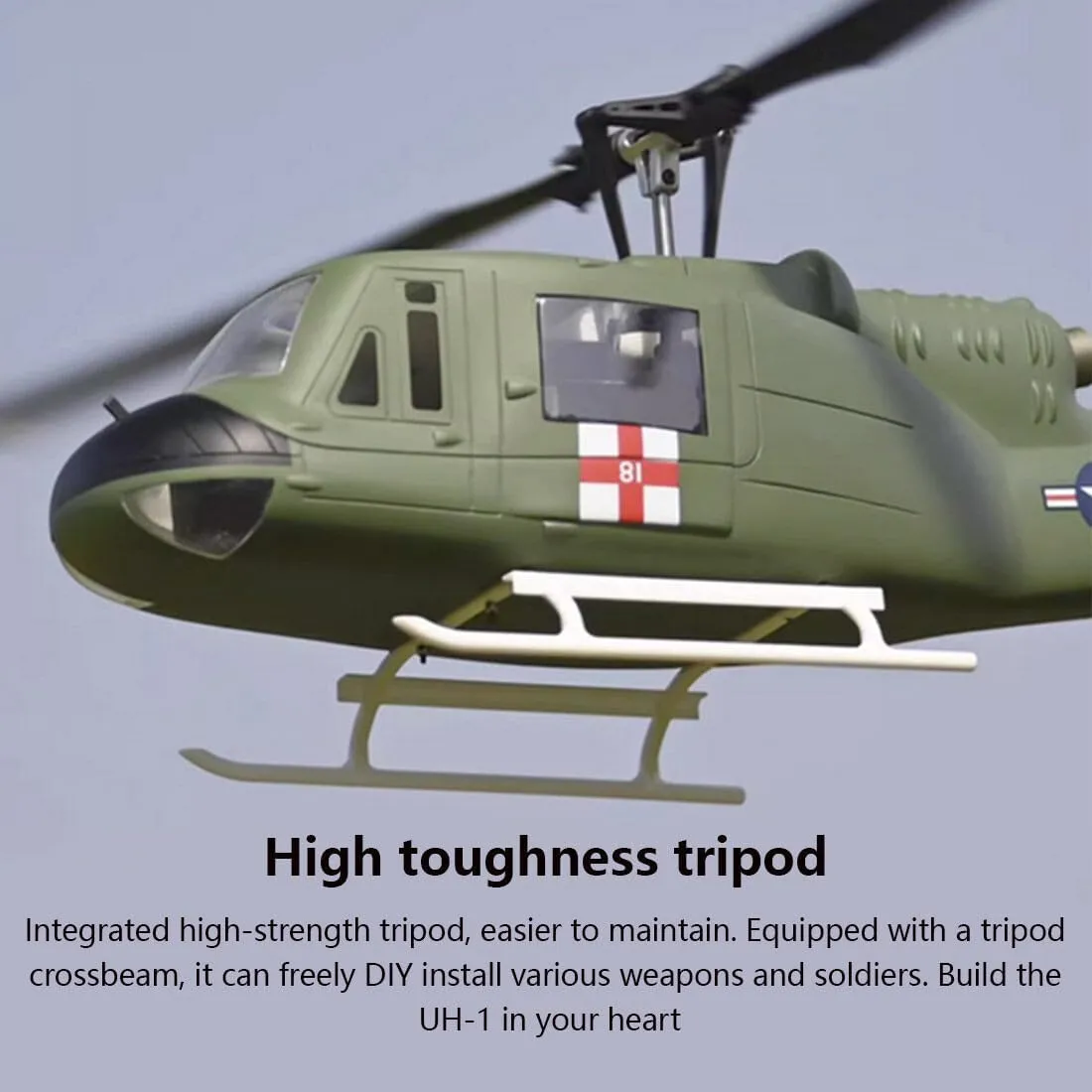 Remote Control Helicopter, FLYWING UH1-V3 Huey 470-Class RC Helicopter Model 2.4G RC 6CH Electric Airplane, Flying Toys for Adults Beginners (RTF Version/Mode 1), As Shown, Green
