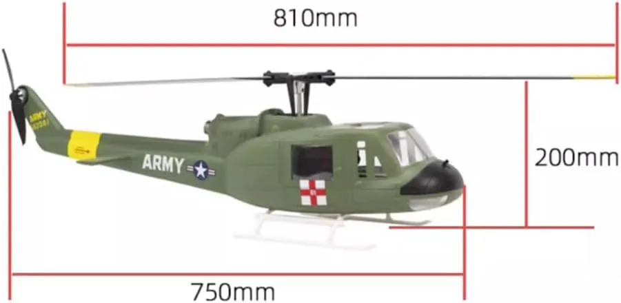 Remote Control Helicopter, FLYWING UH1-V3 Huey 470-Class RC Helicopter Model 2.4G RC 6CH Electric Airplane, Flying Toys for Adults Beginners (RTF Version/Mode 1), As Shown, Green