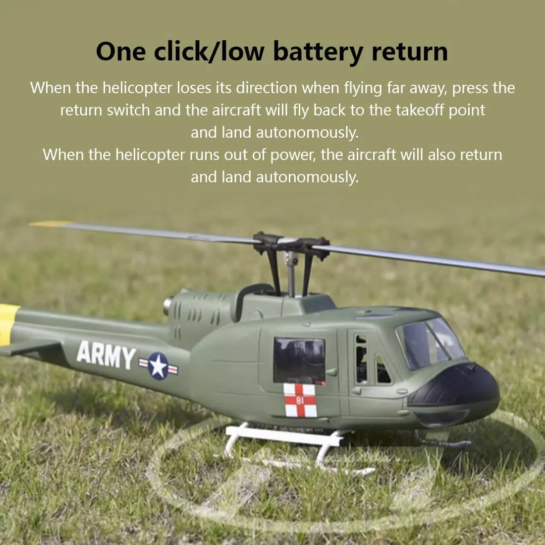 Remote Control Helicopter, FLYWING UH1-V3 Huey 470-Class RC Helicopter Model 2.4G RC 6CH Electric Airplane, Flying Toys for Adults Beginners (RTF Version/Mode 1), As Shown, Green