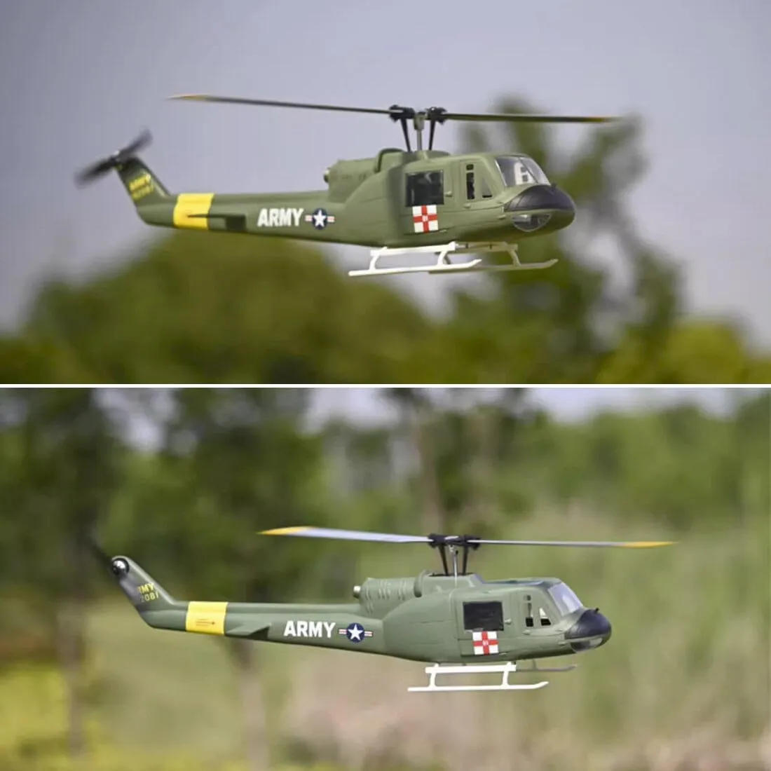 Remote Control Helicopter, FLYWING UH1-V3 Huey 470-Class RC Helicopter Model 2.4G RC 6CH Electric Airplane, Flying Toys for Adults Beginners (RTF Version/Mode 1), As Shown, Green