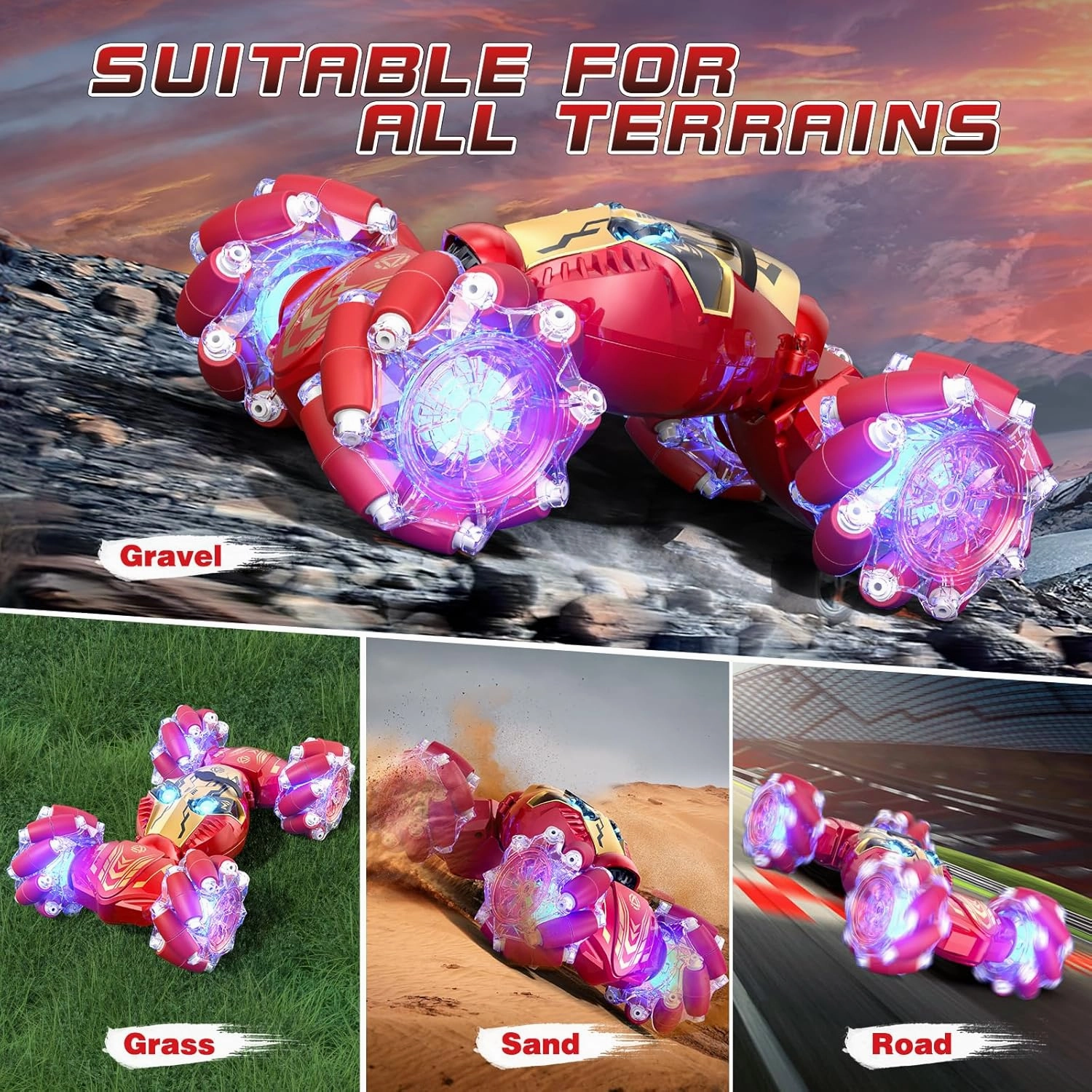 Remote Control Car Gesture Sensing RC Stunt Car Toys for Kids Age 3-12 with Eyes Spray & Light & Music, 2.4GHz 4WD Drift Hand Controlled RC Cars Off road for Rotating, Birthday Gift for Boys Girls