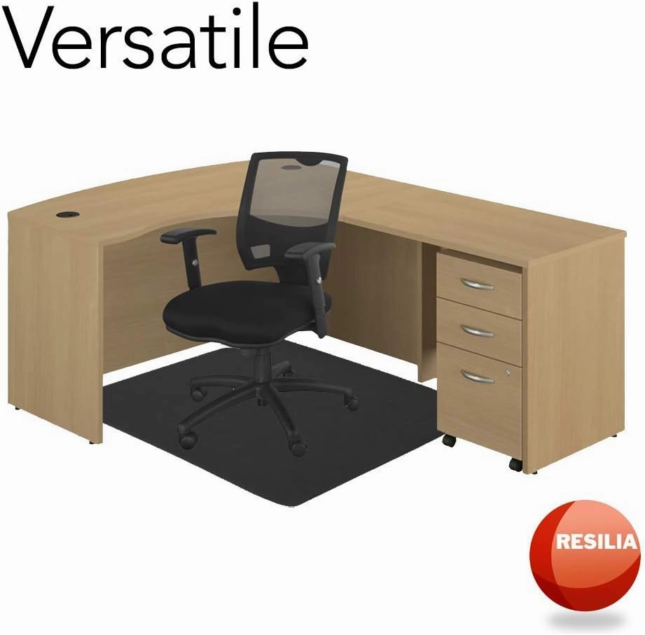 Resilia Office Desk Chair Mat - for Low Pile Carpet (with Grippers) Black, 47 Inches x 57 Inches, Made in The USA