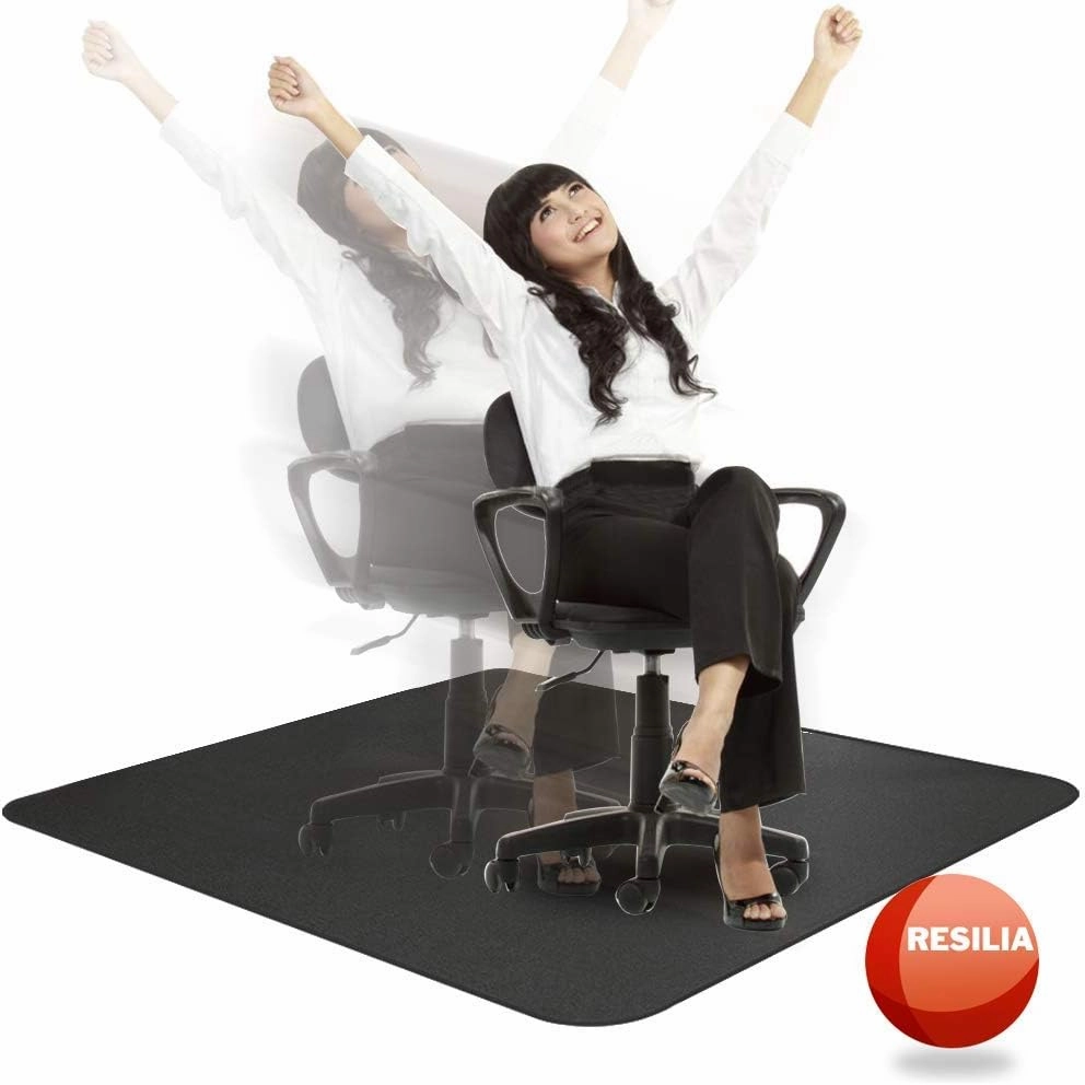 Resilia Office Desk Chair Mat - for Low Pile Carpet (with Grippers) Black, 47 Inches x 57 Inches, Made in The USA