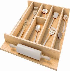 Rev-A-Shelf Natural Maple Right Size Utensil Insert Home Storage Kitchen Organizer 7 Compartment Drawer Accessory, 16 1/4" x 19 1/2", 4WUT-21SH-1
