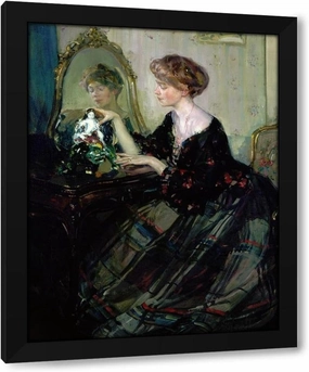 Richard E. Miller 28x35 Extra Large Black Modern Framed Art Print Titled: The Chinese Statuette (C.1910)
