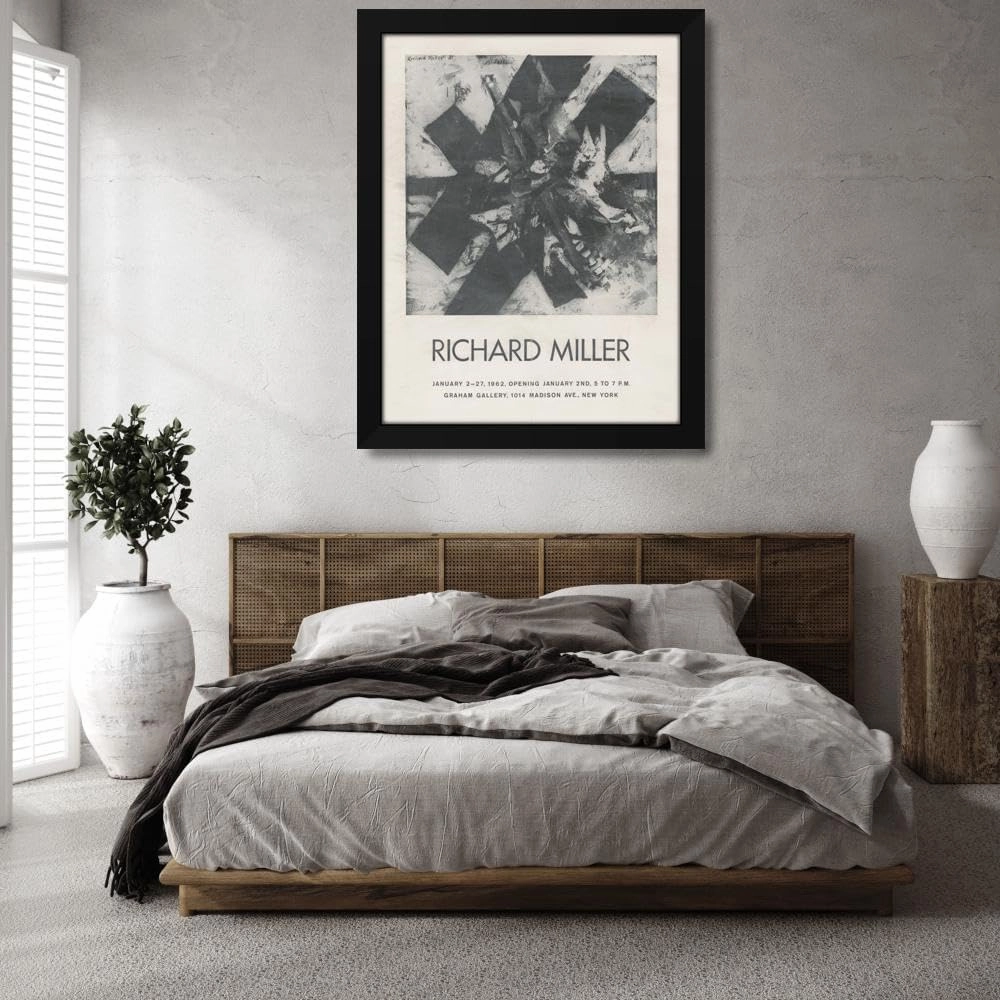 Richard Kidwell Miller 28x35 Extra Large Black Modern Framed Art Print Titled: Richard Miller, January 2-27 (1961)