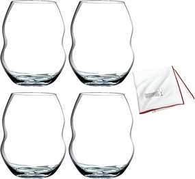 Riedel Swirl White Wine 4-Pack Glasses with Riedel Large Microfiber Polishing Cloth Bundle (5 Items)