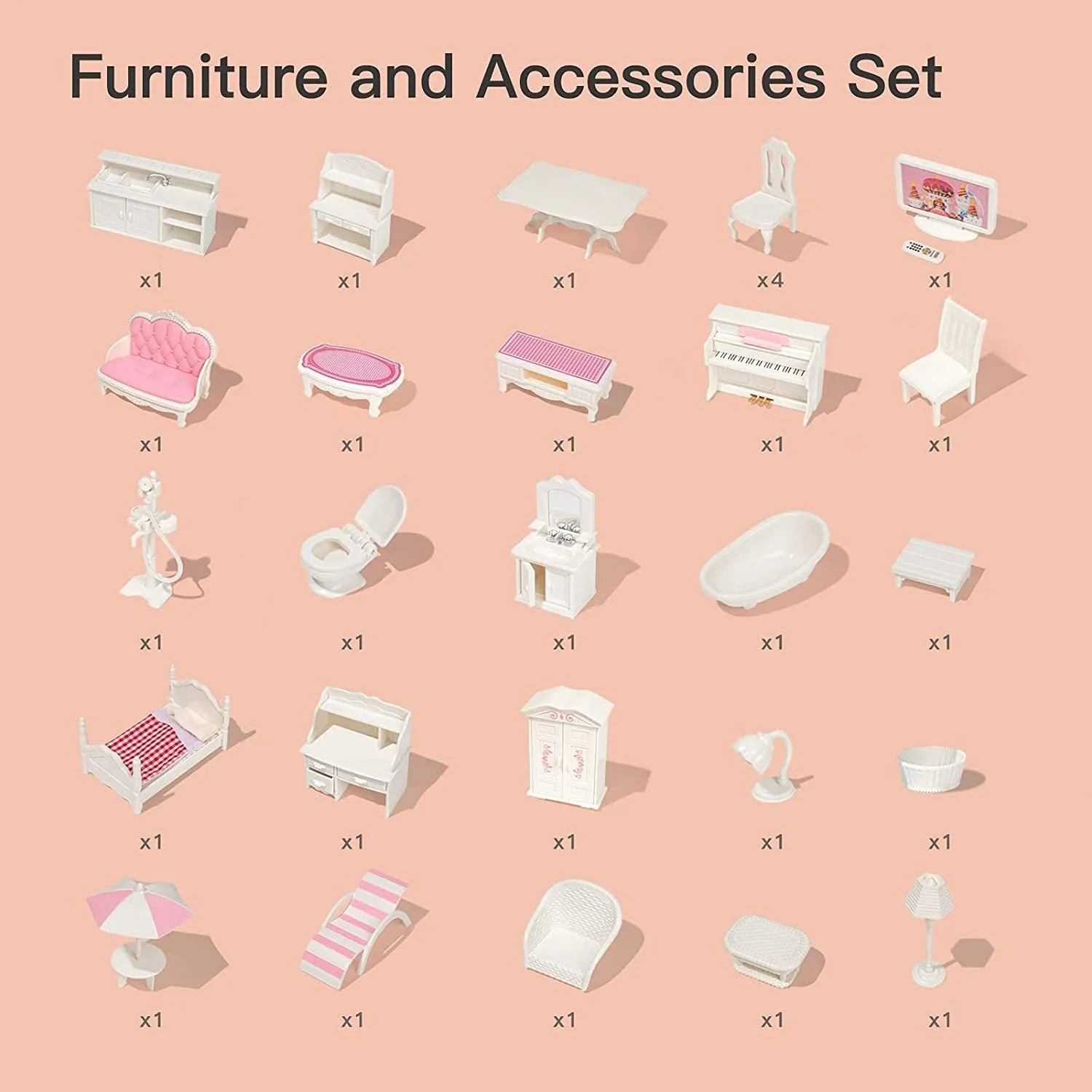 Robud Wooden Dollhouse For Kids Girls Toy