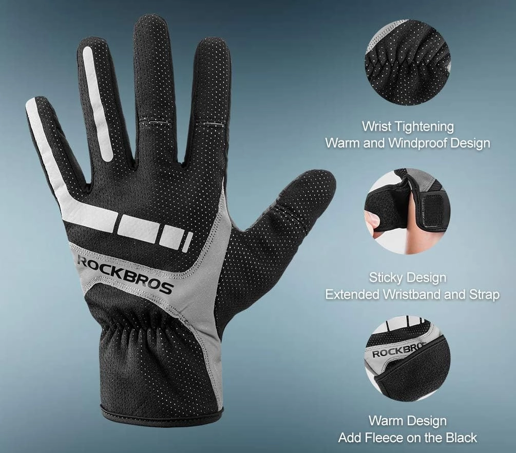 ROCKBROS Cycling Gloves - Full Finger Motocycle Mountain Bike Biking Gloves for Men