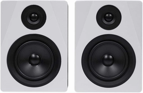 Rockville APM5W Powered USB Studio Monitor Speaker Pair in White, 5.25", 2-Way, 250W, EQ, MDF Wood, RCA/XLR, Perfect for Studios, Recording, Music