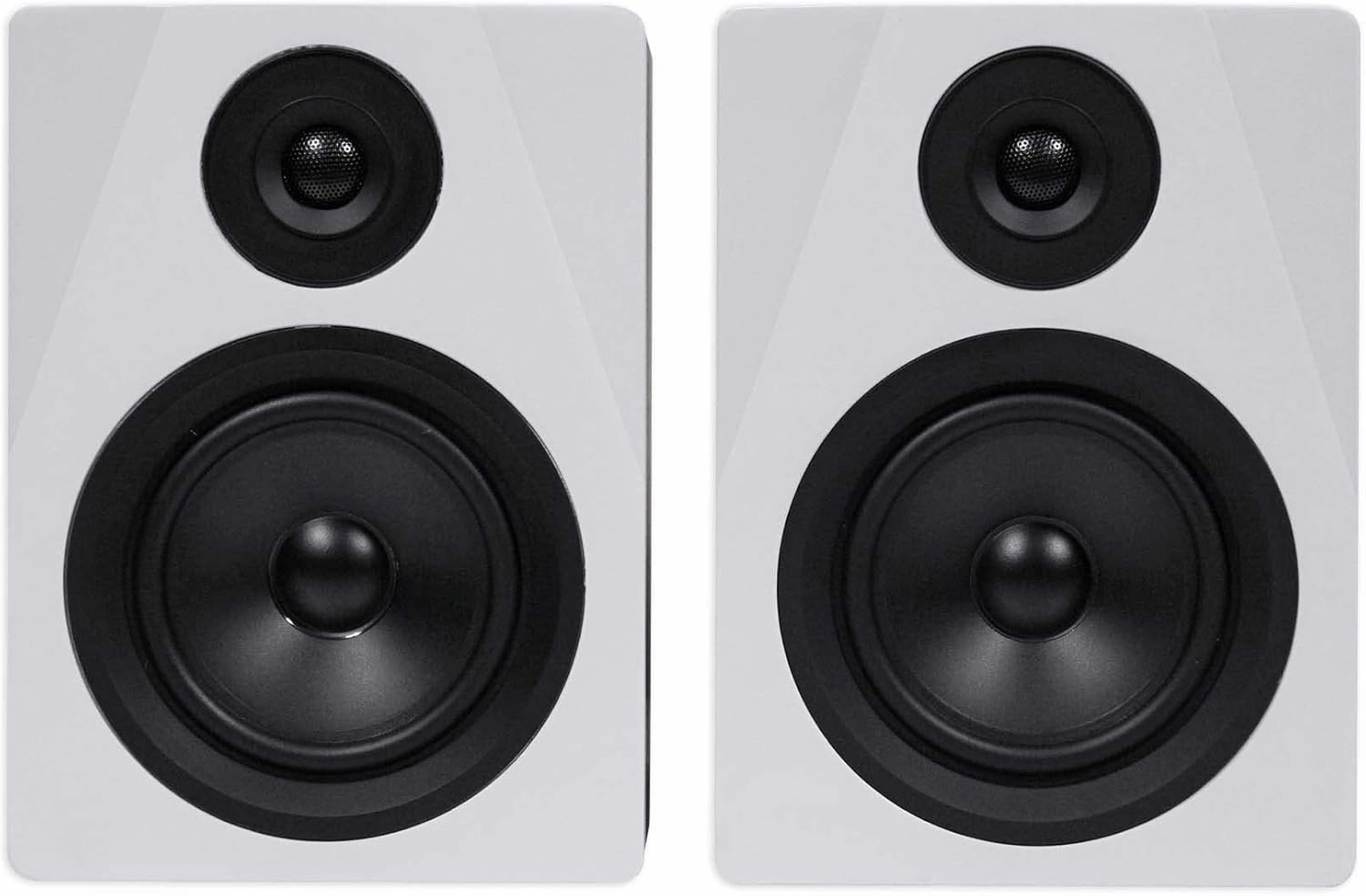 Rockville APM5W Powered USB Studio Monitor Speaker Pair in White, 5.25", 2-Way, 250W, EQ, MDF Wood, RCA/XLR, Perfect for Studios, Recording, Music