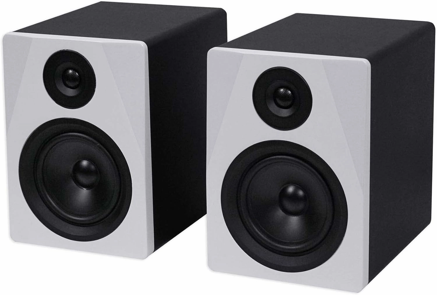 Rockville APM5W Powered USB Studio Monitor Speaker Pair in White, 5.25", 2-Way, 250W, EQ, MDF Wood, RCA/XLR, Perfect for Studios, Recording, Music