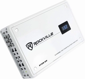 Rockville Atom 8W 3500W 8-Channel Marine Amplifier 4 Ohm, Bluetooth Connectivity, IP66 Water Resistance, Compact Design, Perfect for Boats and Marine Audio Systems