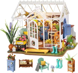 Rolife DIY Miniature Dollhouse Kit, Build 9.6" Greenhouse Diorama Kit Building Set with LED Room Hobby Craft for Aduls Uniue Gifts for Teens (Dreamy Garden)