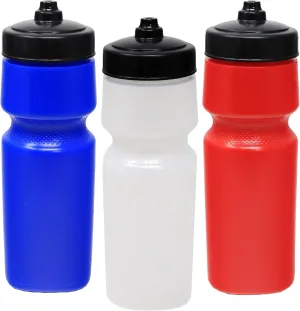 Rolling Sands USA Made 24 oz Sports Squeeze Water Bottles, 3 Pack, BPA-Free, Easy Drink One Way Flow Valve, Fits Most Bike Cages, Dishwasher Safe, Durable, Reusable and Lightweight, Variety