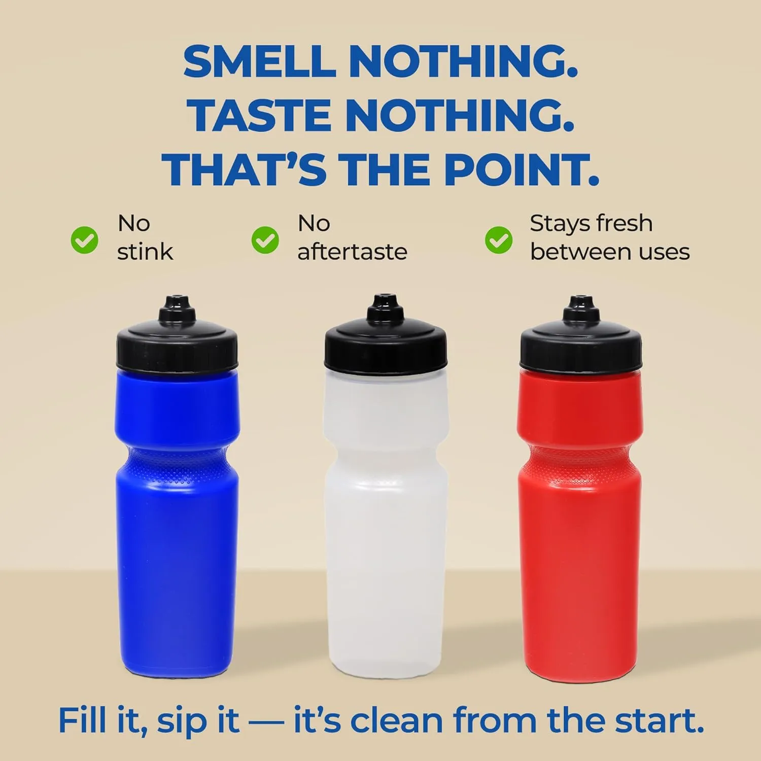 Rolling Sands USA Made 24 oz Sports Squeeze Water Bottles, 8 Pack, BPA-Free, Easy Drink One Way Flow Valve, Fits Most Bike Cages, Dishwasher Safe, Durable, Reusable and Lightweight, Red/Blue