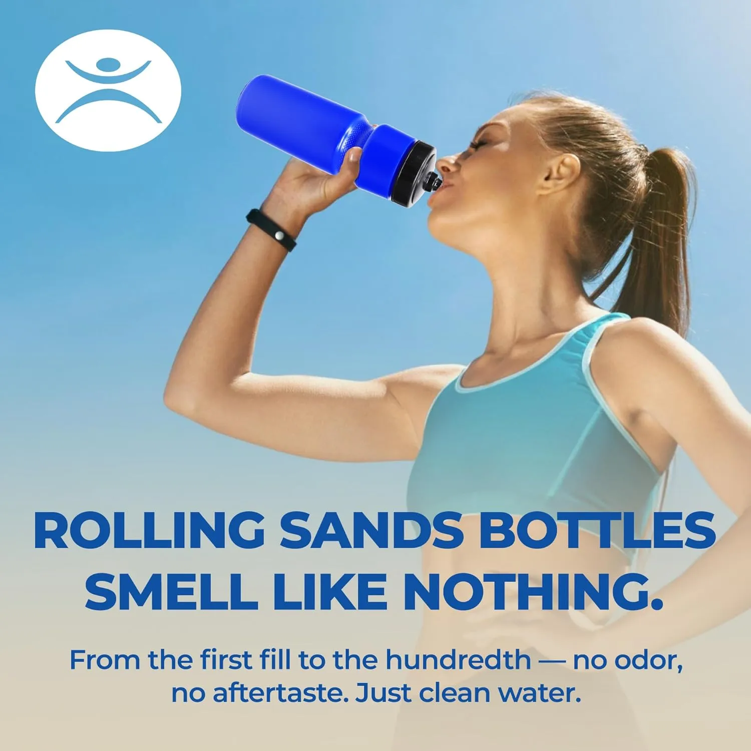 Rolling Sands USA Made 24 oz Sports Squeeze Water Bottles, 8 Pack, BPA-Free, Easy Drink One Way Flow Valve, Fits Most Bike Cages, Dishwasher Safe, Durable, Reusable and Lightweight, Red/Blue
