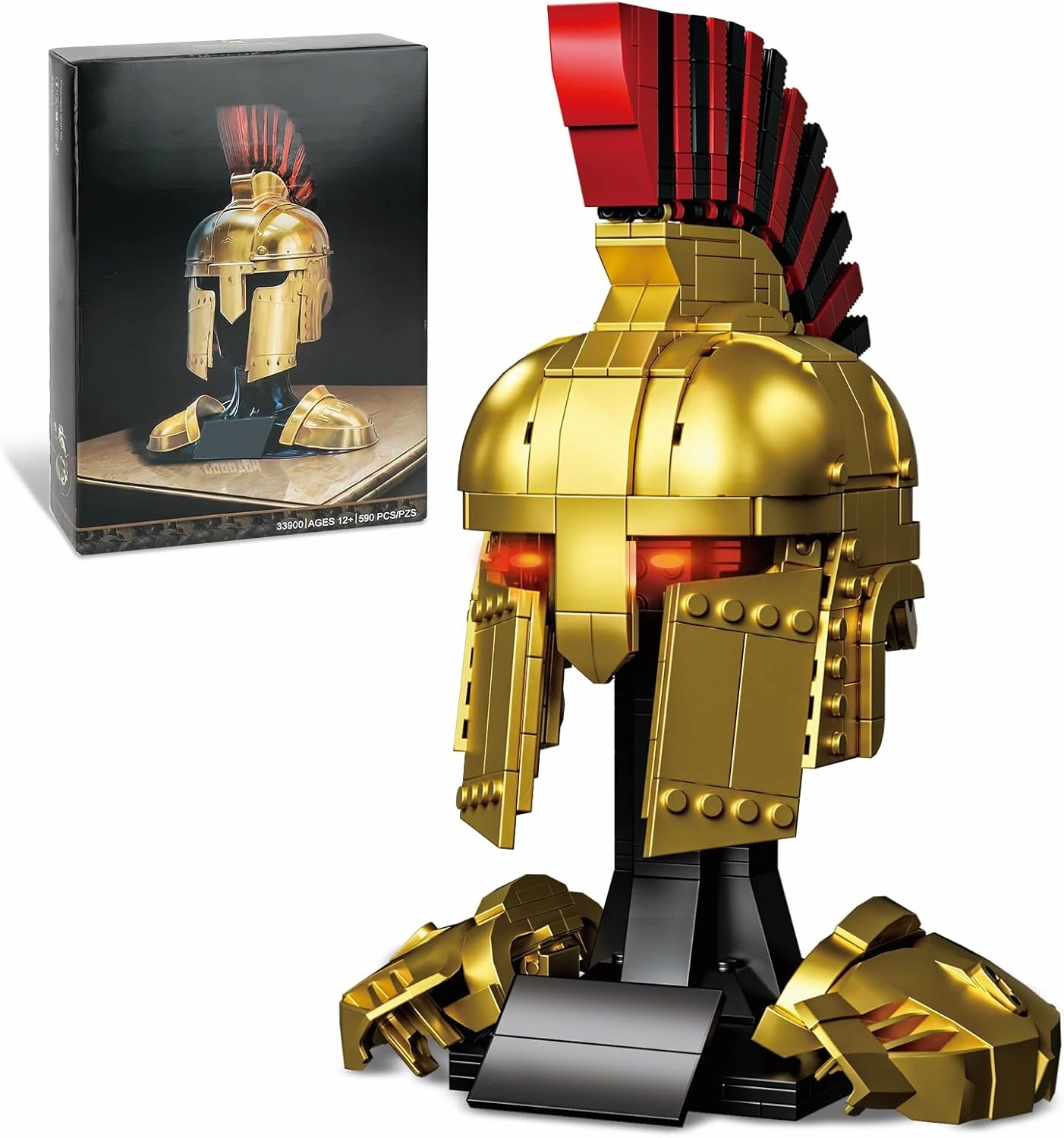 Roman Centurion Helmet Building Set for Adults, Collectible Cool Helmet Model Home Display Decor with Light, Compatible with Boys 8-14, Ideas Gift Building Toy for Kids (590 PCS)