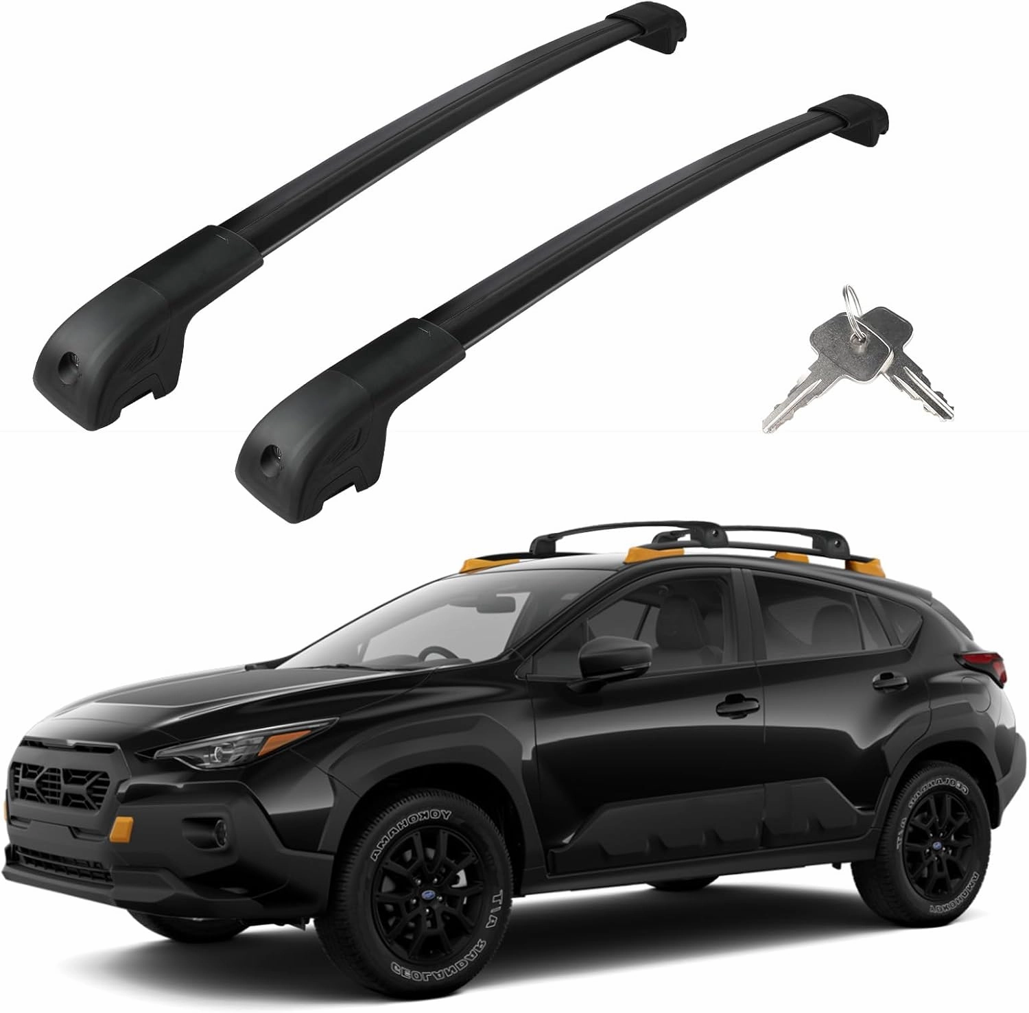 Roof Rack Cross Bars Compatible with Subaru Crosstrek Wilderness 2024 2025, Adjustable Aluminum Heavy Duty 300 LBS Anti-Theft Lock Cargo Carrier Rooftop Crossbar Accessories for Bike,Snowboard,Luggage