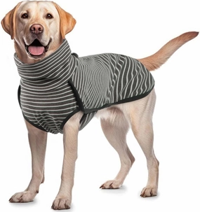 ROZKITCH Dog Winter Coat Soft Pullover Pajamas, Pet Windproof Warm Cold Weather Jacket Vest Cozy Jumpsuit Apparel Outfit Clothes for Small, Medium, Large Dogs Walking Hiking Travel Sleep Stripe 2XL