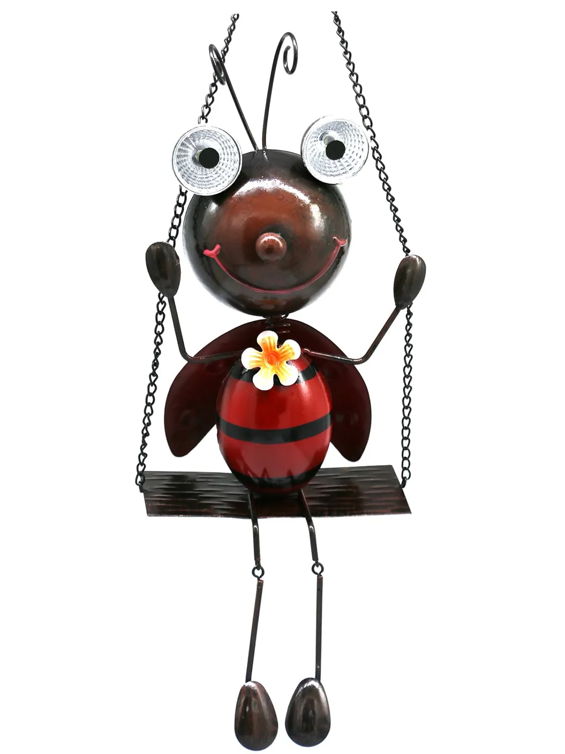 Rynx | Gdf Solar Ladybugs Swing Metal Ladybug Hanging Animal Garden Decor Waterproof Solar Decorative Outdoor Lights For Covered Terrace Balcony Path Lawn Garden, Gifts For Her/Him
