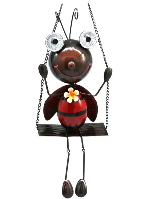 Rynx | Gdf Solar Ladybugs Swing Metal Ladybug Hanging Animal Garden Decor Waterproof Solar Decorative Outdoor Lights For Covered Terrace Balcony Path Lawn Garden, Gifts For Her/Him