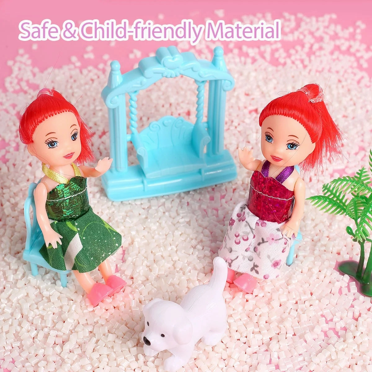 Rynx | Dollhouse with Colorful Light, Pretend Play MultiRoom & 2 Dolls