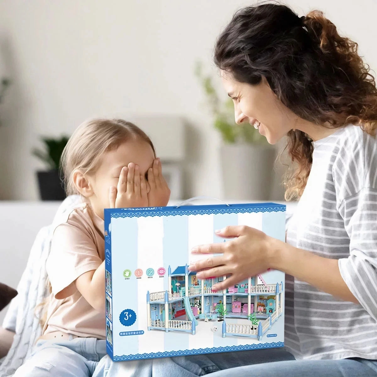 Rynx | Dollhouse with Colorful Light, Pretend Play MultiRoom & 2 Dolls