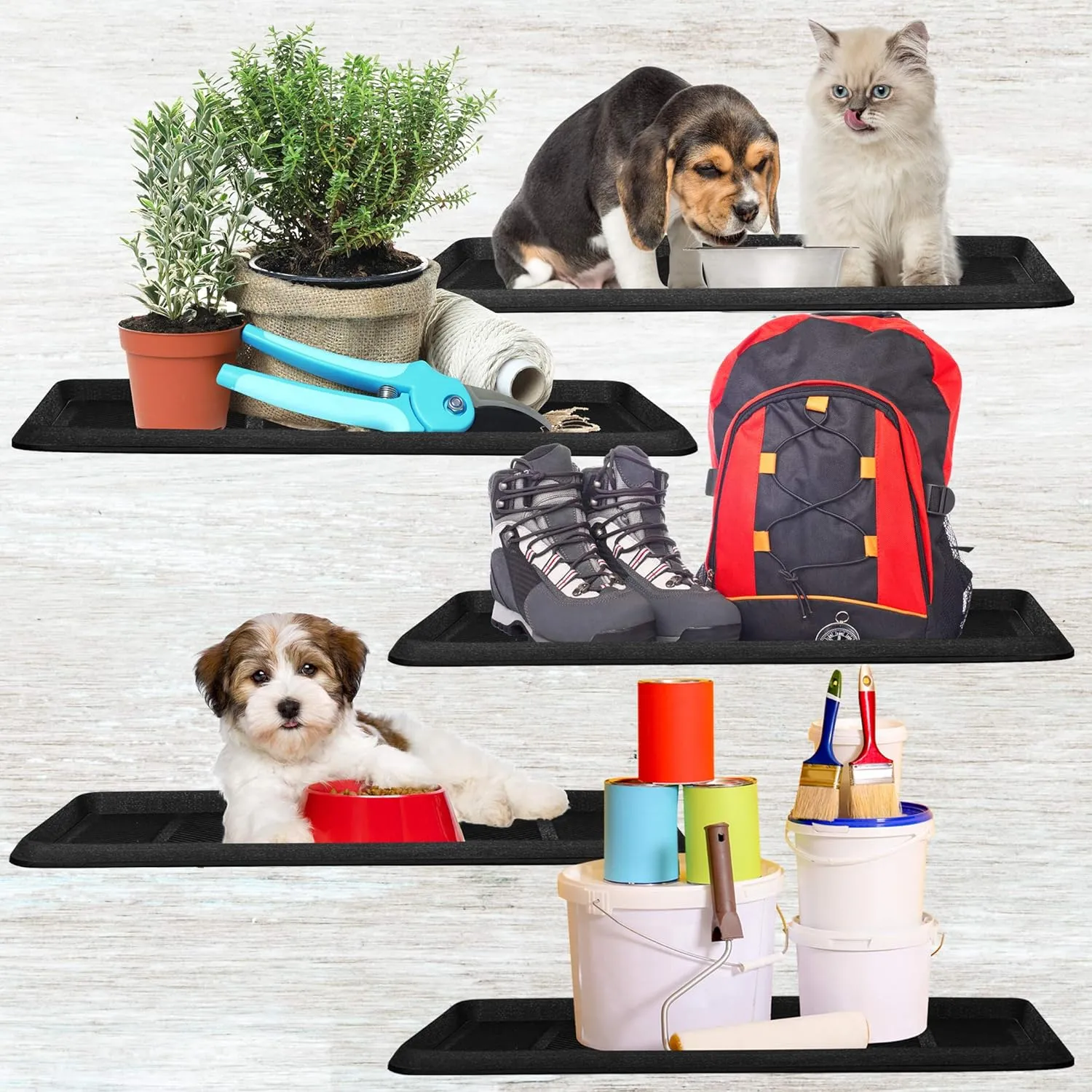 SafetyCare Rubber Shoe & Boot Tray - Multi-Purpose - 32 x 16 Inches - 1 Mat