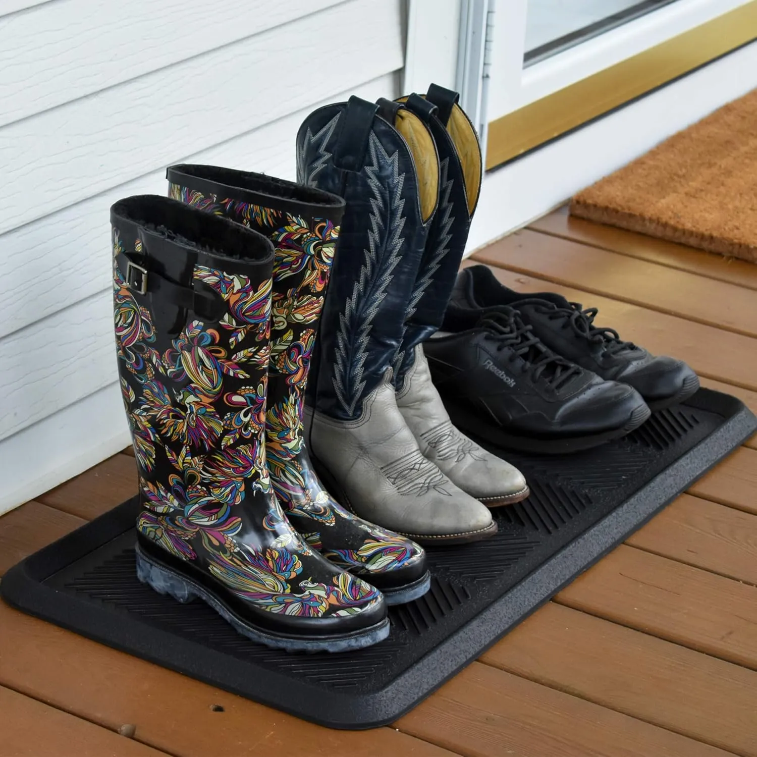 SafetyCare Rubber Shoe & Boot Tray - Multi-Purpose - 32 x 16 Inches - 1 Mat