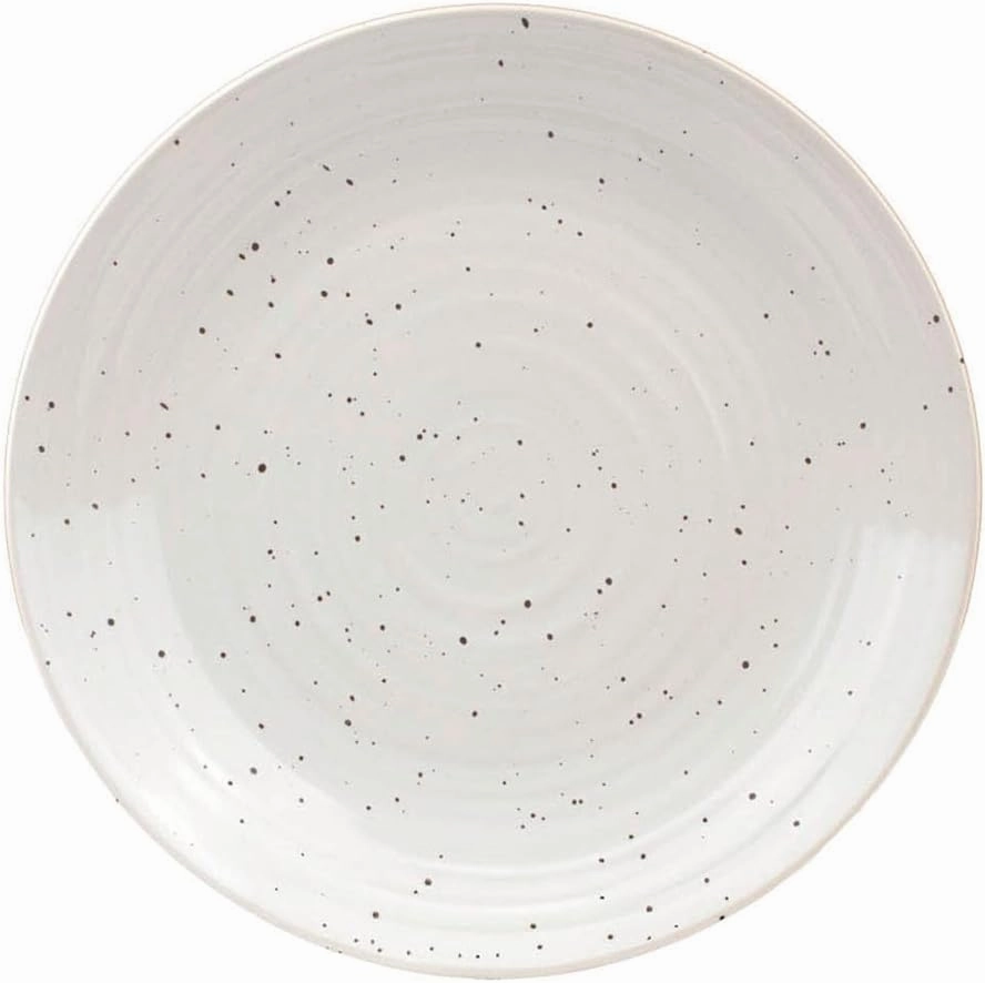 Sango Siterra 16-Piece Rustic White Stoneware Dinnerware Set – Service for 4, White with Glossy Speckle Overlay, for Everyday Dining & Entertainment, Microwave & Dishwasher Safe