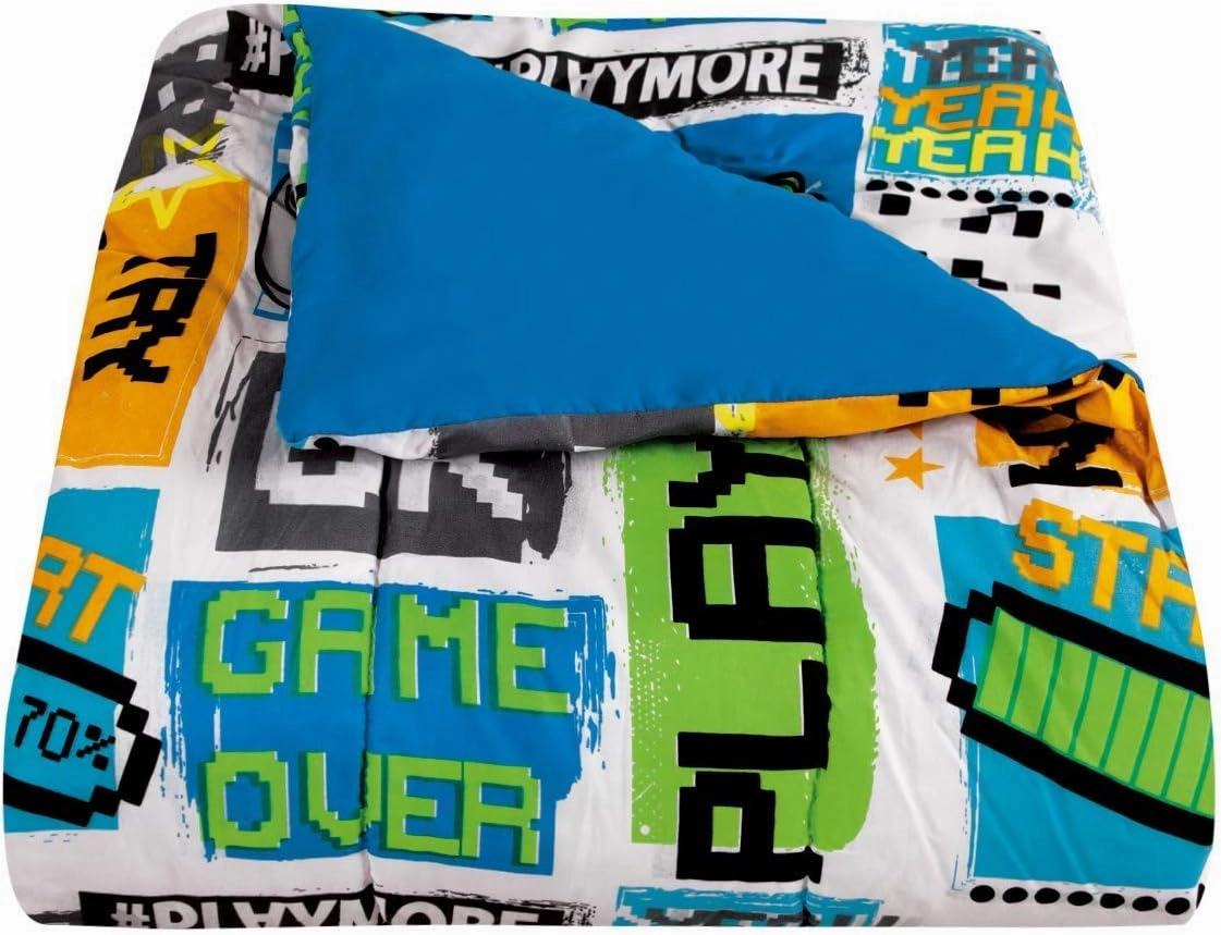 Sapphire Home 6 Piece Gamer Bedding Set Twin, Bed in a Bag, Kids Comforter Set with Bed Sheets, Pillow Case, Toy Pillow, Toddler Bedroom Kit, Video Game Bedding, Twin Size