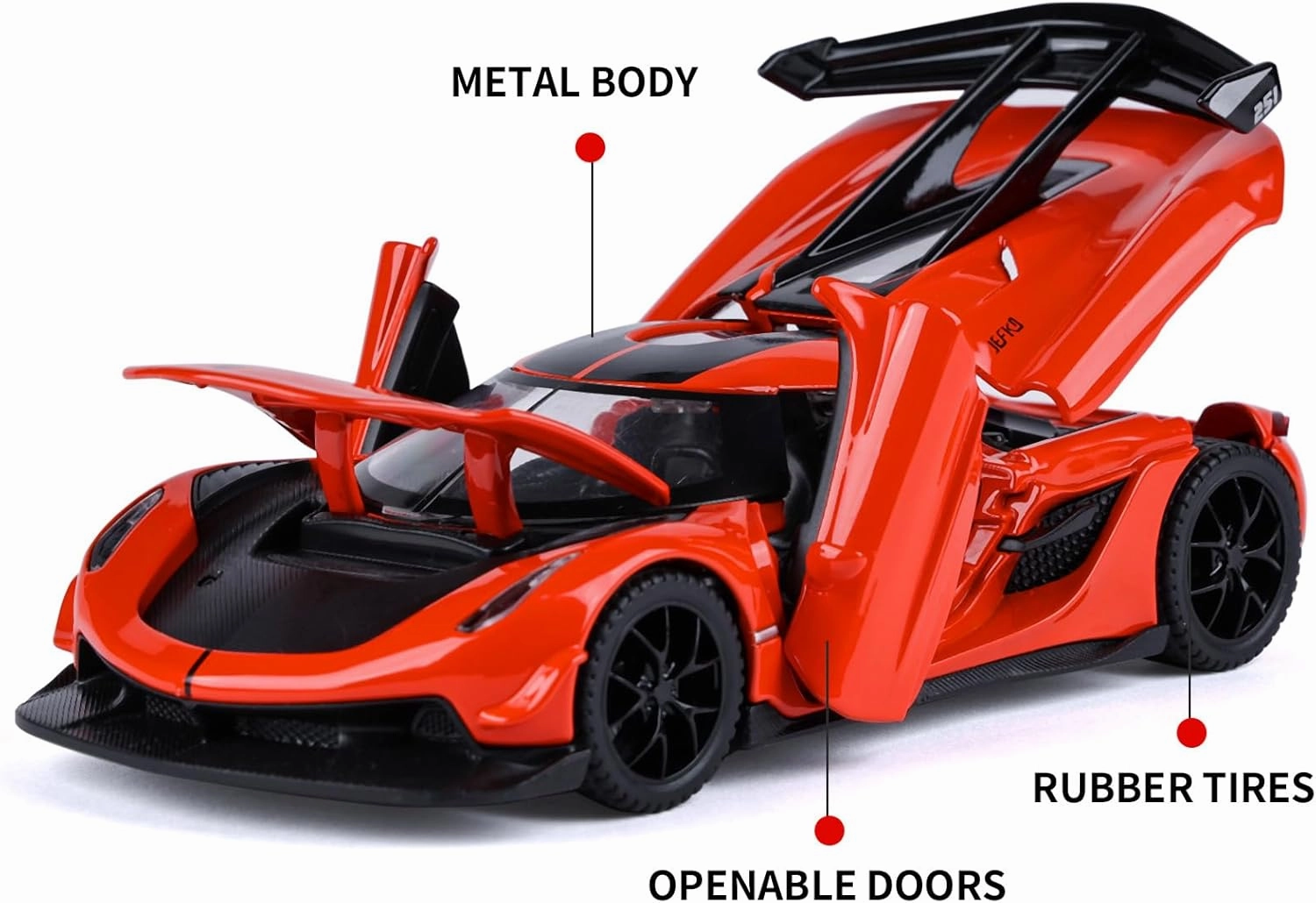 SASBSC Toy Cars for 3  Year Old Boys Car Toys with Light and Sound Diecast Metal Toy Car for Kids Ages 3-12 1/32 Collectable Super Car Model (Orange)