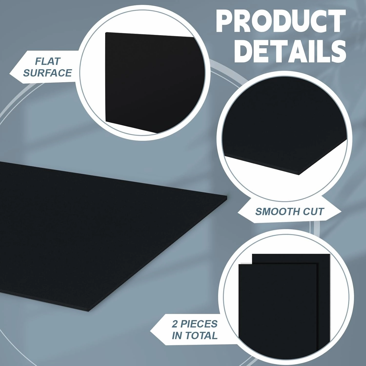 Sasylvia 2 Pcs HDPE Sheet, HDPE Plastic Board Flexible High Density Polyethylene Sheet Solid Plastic Block for DIY Projects for Machining Home (1/4" X 8" X 12",Black)