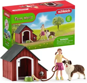 Schleich Farm World, Animal Toys for Kids, Kennel with Dog Toy and House 5-Piece Set, Ages 3 