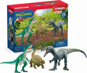 Schleich Dinosaurs - Attack of The Dinosaurs Trio Playset - Dinosaur Toys for Boys and Girls - Dino Figurines for Kids Ages 5 