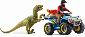 Schleich Dinosaurs, Dinosaur Toy Set for Boys and Girls, Quad Escape from Velociraptor Set with ATV Truck, Ages 4 