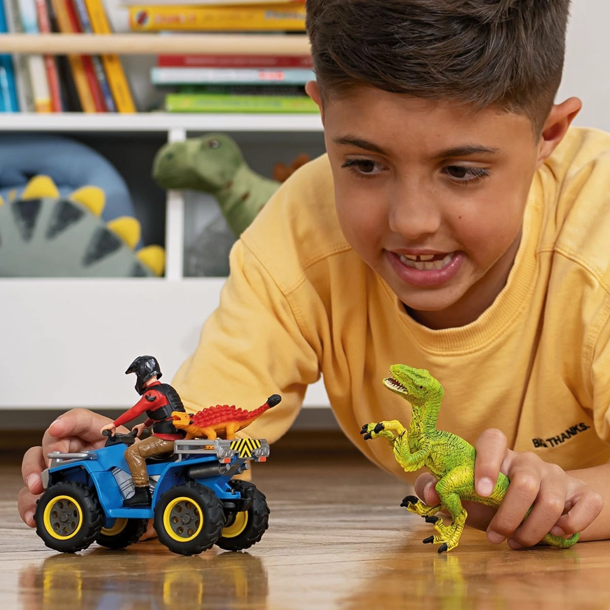 Schleich Dinosaurs, Dinosaur Toy Set for Boys and Girls, Quad Escape from Velociraptor Set with ATV Truck, Ages 4 