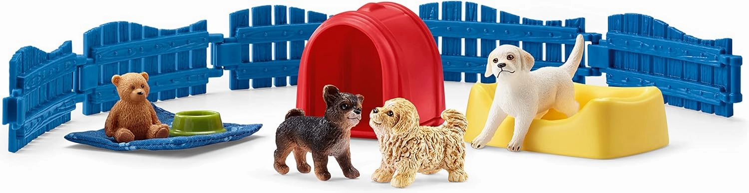 Schleich Farm World Puppy Pen 13-piece Educational Playset for Kids Ages 3-8