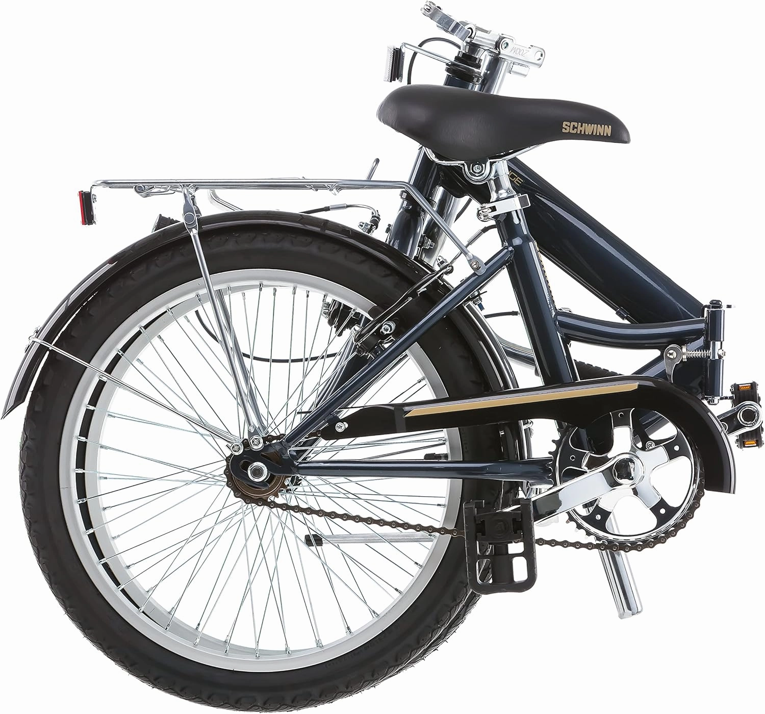Schwinn Hinge Adult Folding Bike, 20-inch Wheels, Rear Carry Rack, Carrying Bag, Multiple Colors