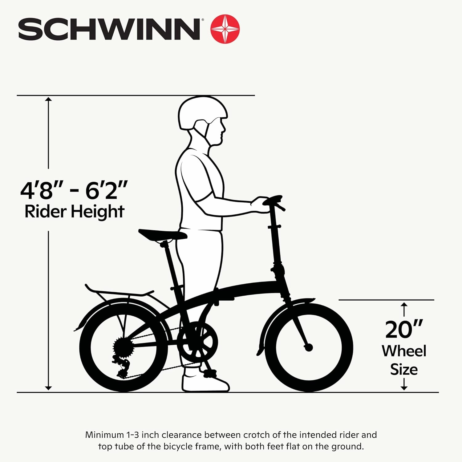 Schwinn Hinge Adult Folding Bike, 20-inch Wheels, Rear Carry Rack, Carrying Bag, Multiple Colors