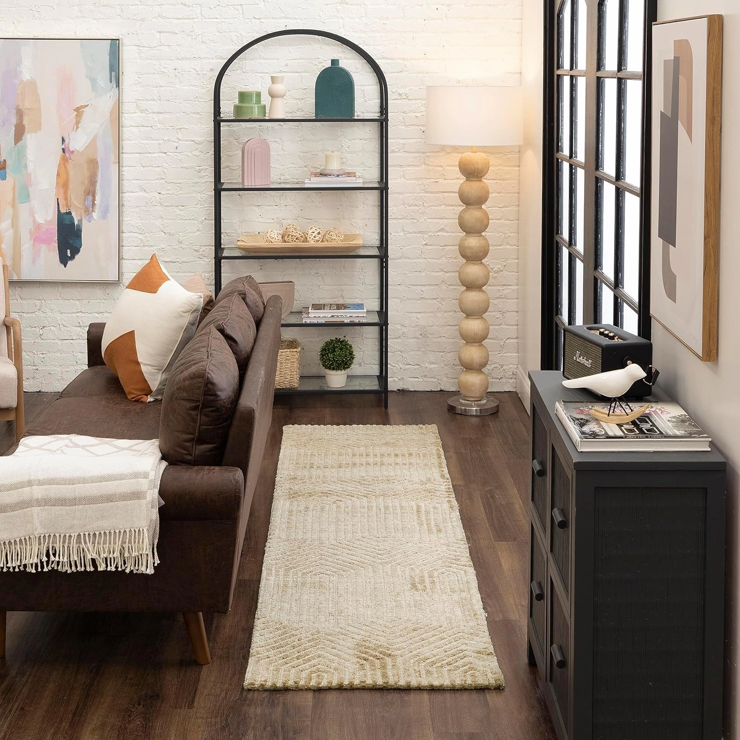 Scott Living by Drew & Jonathan Lost City Modern Geometric Stripe Khaki 2' 4" x 7' 10" Area Rug Perfect for Living Room, Dining Room, Office