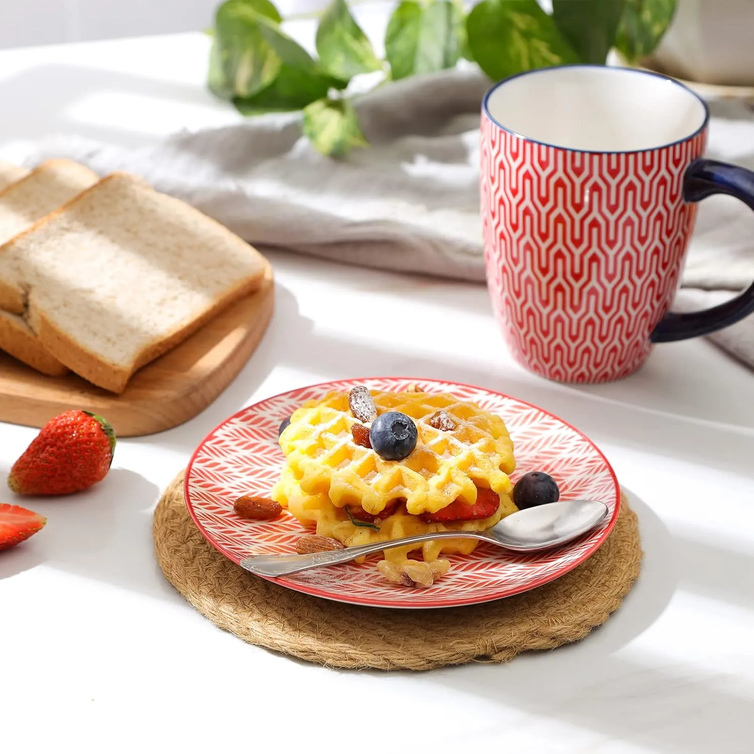 Selamica Ceramic Dessert Plates Set of 6, 6 Inch Mini Dinner Plates for Cake Snacks Side Dish, Microwave & Dishwasher Safe