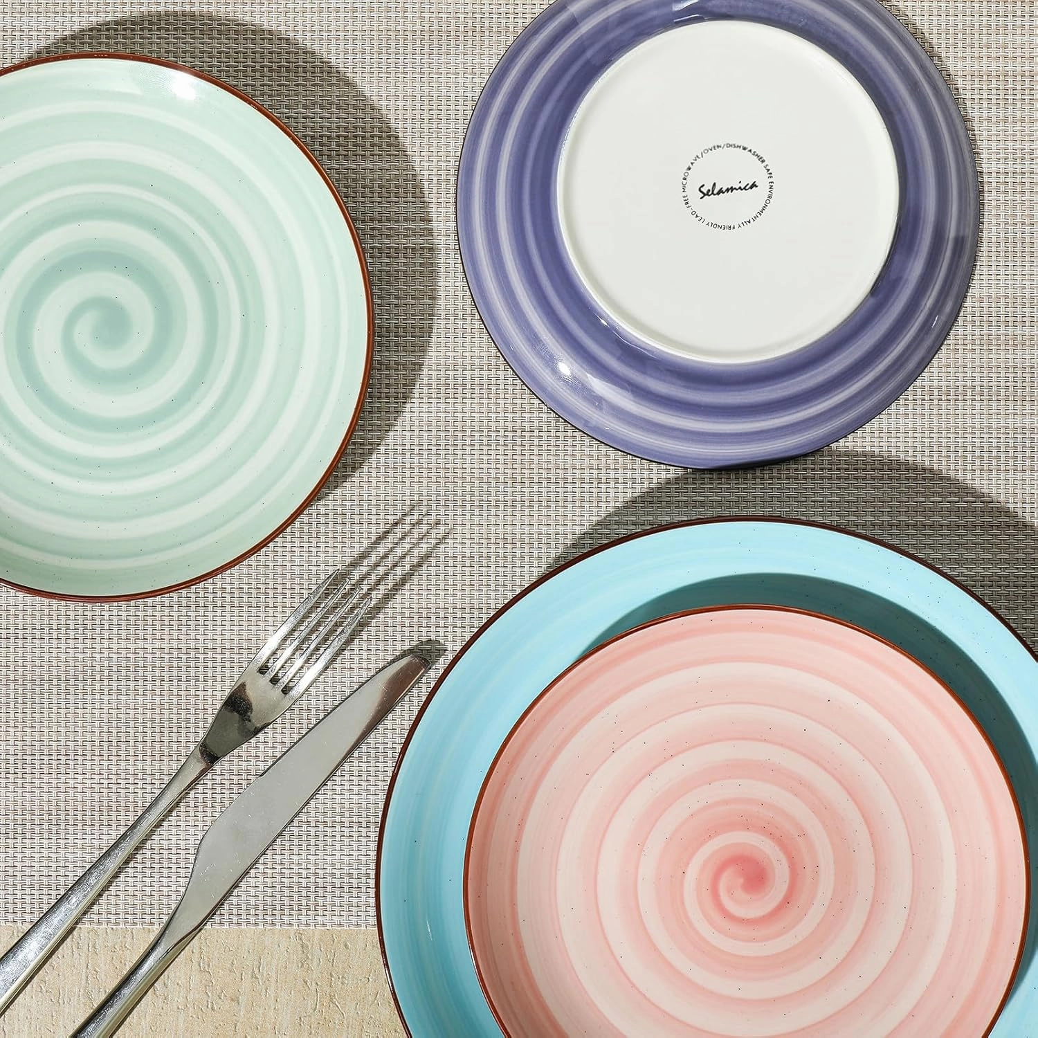 Selamica Ceramic Dessert Plates Set of 6, Small Salad Plates 6 Inch Appetizer Plates for Kitchen, Small Dinner Plates/Dishes for Cake Snacks Side Dish, Microwave Dishwasher Safe, Gradient Color